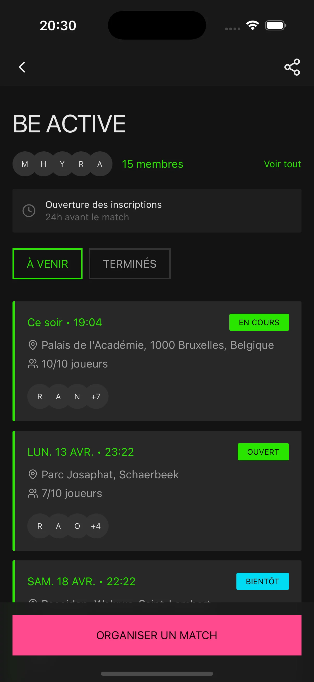 Five — écran communauté