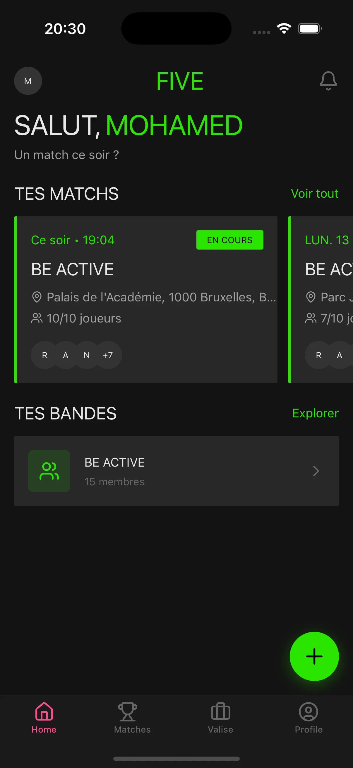 Five — écran d'accueil