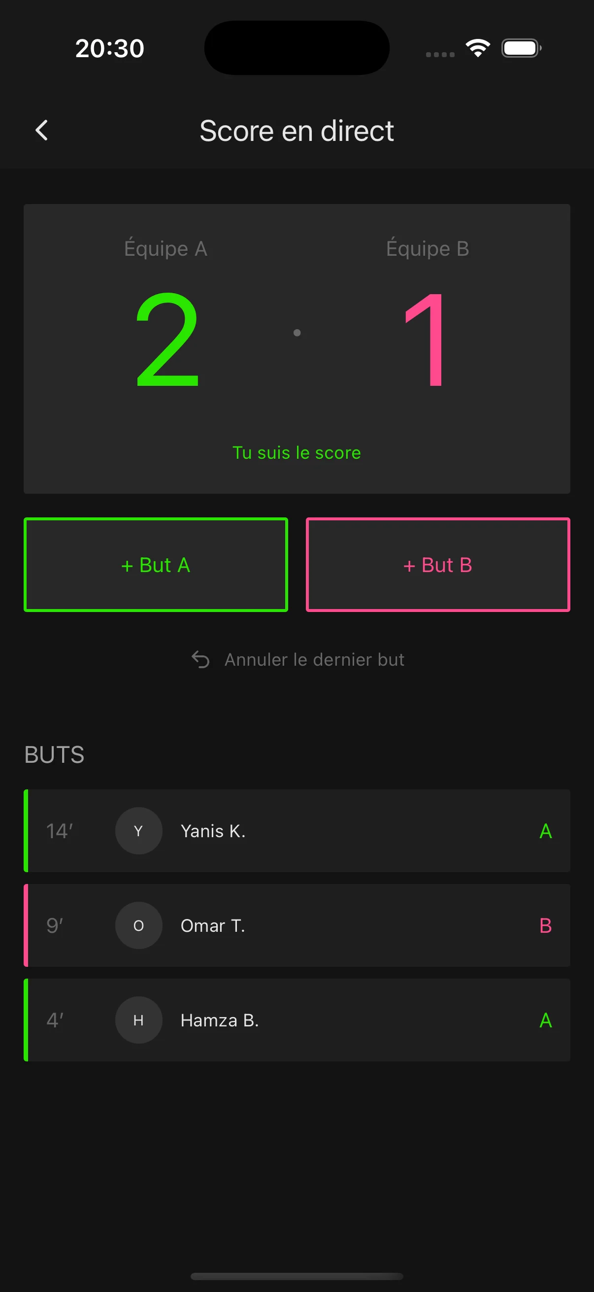 Five — score en direct
